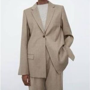 Totême Wool Flannel Blazer NWT Beige 34 Luxury Minimalist